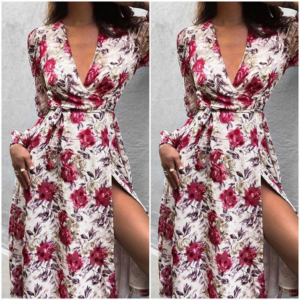 casual dresses women deep v-neck floral print high split dress 2021 spring ladies lantern sleeve sashes boho beach holiday long, Black;gray
casual dresses women deep v-neck floral print high split dress 2021 spring ladies lantern sleeve sashes boho beach holiday long, Black;gray
