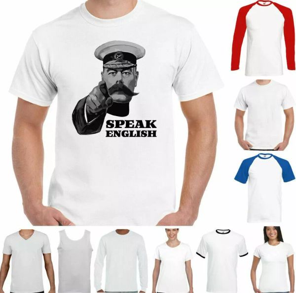 lord kitchener t-shirt speak english funny retro wwii poster immigration, White;black
lord kitchener t-shirt speak english funny retro wwii poster immigration, White;black