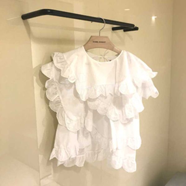 spring/summer korean casual fashion loose women's t-shirt lace stitching lotus leaf edge short-sleeved 210615, White
spring/summer korean casual fashion loose women's t-shirt lace stitching lotus leaf edge short-sleeved 210615, White