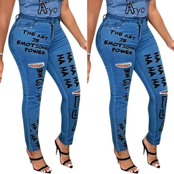 women stretchy jeans ladies denim trousers print ripped jegging slim long pants women's, Blue
women stretchy jeans ladies denim trousers print ripped jegging slim long pants women's, Blue