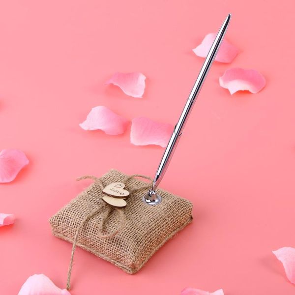 party favor burlap pen holder and silver set for rustic wedding signature gift package
party favor burlap pen holder and silver set for rustic wedding signature gift package