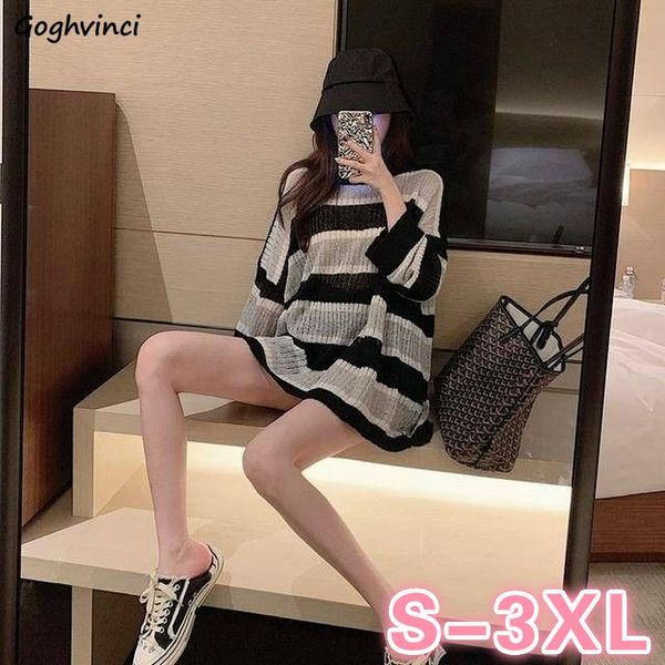 women's sweaters pullovers women black-white striped o-neck oversize large size 3xl loose autumn korean-style leisure female preppy ins, White;black 
women's sweaters pullovers women black-white striped o-neck oversize large size 3xl loose autumn korean-style leisure female preppy ins, White;black