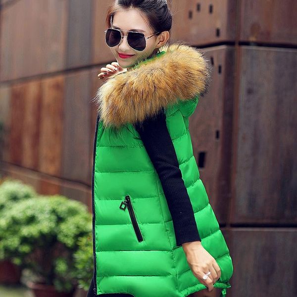 women's vests nice winter vest waistcoat womens long sleeveless jacket coat faux fur collar hooded down cotton warm female, Black;white
women's vests nice winter vest waistcoat womens long sleeveless jacket coat faux fur collar hooded down cotton warm female, Black;white