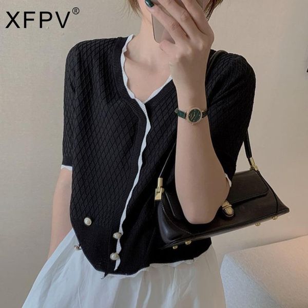 women's knits & tees xfpv 2021 autumn fashion tide solid color casual cardigan elegant v-neck sweater thin short sleeve coat sl973, White
women's knits & tees xfpv 2021 autumn fashion tide solid color casual cardigan elegant v-neck sweater thin short sleeve coat sl973, White