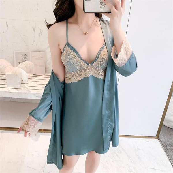 women's sleepwear women v-neck nighty&robe set satin silky 2pcs comfy kimono gown female robe suit casual bathrobe home wear, Black;red
women's sleepwear women v-neck nighty&robe set satin silky 2pcs comfy kimono gown female robe suit casual bathrobe home wear, Black;red
