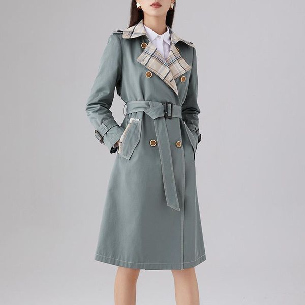 women's trench coats 2021 spring and autumn waist closing british coat simple temperament splicing plaid windbreaker women's middle, Tan;black
women's trench coats 2021 spring and autumn waist closing british coat simple temperament splicing plaid windbreaker women's middle, Tan;black