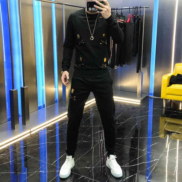 hoodies europe fashions custom skull sequined sequins sweater pants two garments suit men's fashionable, Black
hoodies europe fashions custom skull sequined sequins sweater pants two garments suit men's fashionable, Black