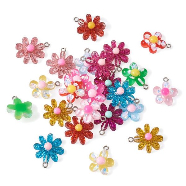 charms 24pcs/set mixed color daisy & flower resin pendants for keychain necklace jewelry making diy accessories, Bronze;silver
charms 24pcs/set mixed color daisy & flower resin pendants for keychain necklace jewelry making diy accessories, Bronze;silver