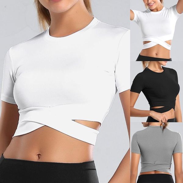 yoga outfits vertvie breathable women shirts o neck solid running short sleeve sports fitness slim gym sportswear, White;red
yoga outfits vertvie breathable women shirts o neck solid running short sleeve sports fitness slim gym sportswear, White;red