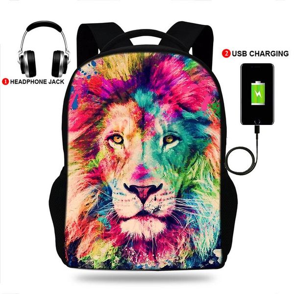 backpack animals lion print usb charging boys/girls travel bag for teenagers, school students
backpack animals lion print usb charging boys/girls travel bag for teenagers, school students