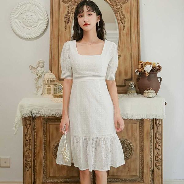 summer women puffed sleeves dress square neck slim high waist pleated lace dresses 210531, Black;gray
summer women puffed sleeves dress square neck slim high waist pleated lace dresses 210531, Black;gray