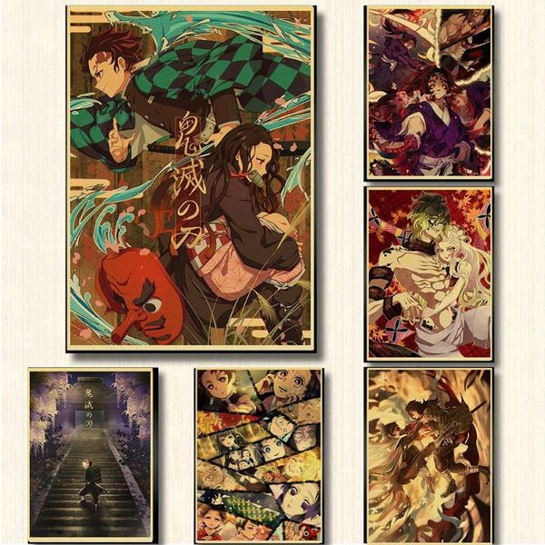 paintings japanese anime demon slayer poster cartoon wall stickers decor bar cafe home room retro collection
paintings japanese anime demon slayer poster cartoon wall stickers decor bar cafe home room retro collection