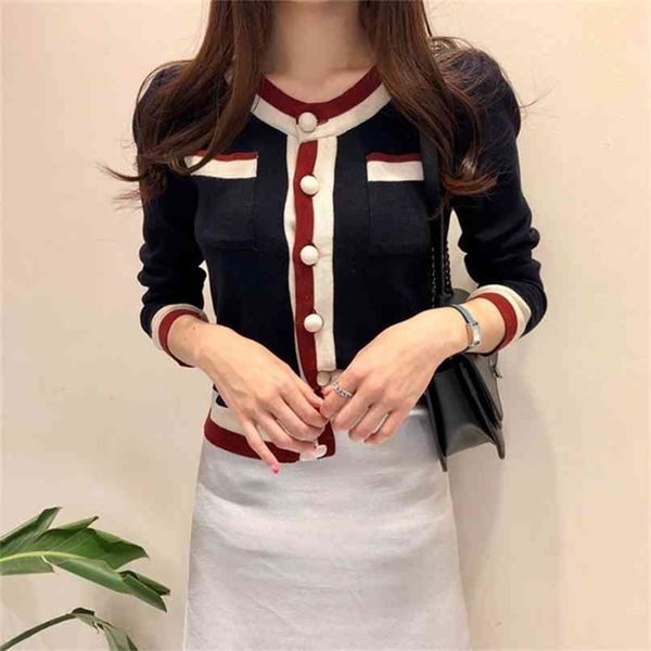 fashion knit cardigan spring slim slimming short hit color outer jacket striped sweater female trend 210520, White
fashion knit cardigan spring slim slimming short hit color outer jacket striped sweater female trend 210520, White