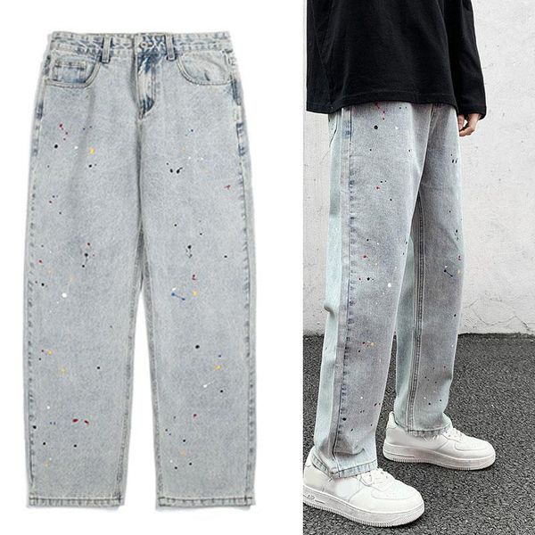 men's pants light colored jeans trendy brand loose straight trousers for summer maea99, Blue
men's pants light colored jeans trendy brand loose straight trousers for summer maea99, Blue