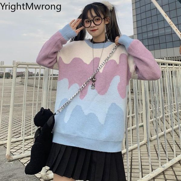 women's sweaters colorblock contrast graffiti tie dye chic knit loose sweater women streetwear harajuku fashion pullover fall winter cu, White;black
women's sweaters colorblock contrast graffiti tie dye chic knit loose sweater women streetwear harajuku fashion pullover fall winter cu, White;black
