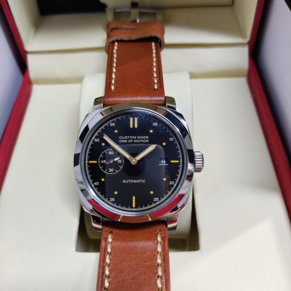 wristwatches 44mm watch men stainless steel case seagull automatic movement luminous date men's clock military leather strap p1, Slivery;brown
wristwatches 44mm watch men stainless steel case seagull automatic movement luminous date men's clock military leather strap p1, Slivery;brown