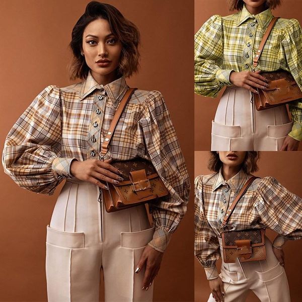 test women fashion plaid printing shirts 2021 autumn latest lady's turn-down collar lantern sleeve single-breasted blouse women's, White
test women fashion plaid printing shirts 2021 autumn latest lady's turn-down collar lantern sleeve single-breasted blouse women's, White