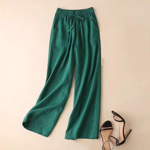 women's pants & capris 2021 korean woman female elastic high waist wide elg green black beige linen trousers , casual 3xl for women, Black;white
women's pants & capris 2021 korean woman female elastic high waist wide elg green black beige linen trousers , casual 3xl for women, Black;white