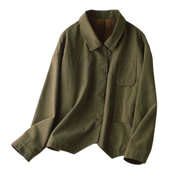 and cotton women's spring casual long-sleeved retro loose short jacket autumn clothes oversized colthes jackets, Black;brown
and cotton women's spring casual long-sleeved retro loose short jacket autumn clothes oversized colthes jackets, Black;brown
