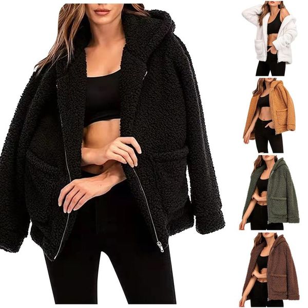 women's jackets autumn winter women plush cashmere coat 2021 retro overcoats loose fashion thickened hooded cotton padded #4, Black;brown
women's jackets autumn winter women plush cashmere coat 2021 retro overcoats loose fashion thickened hooded cotton padded #4, Black;brown