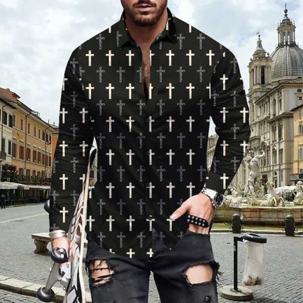 men's casual shirts crucifix pattern printed slim shirt buttoned lapel 2021 autumn spring long sleeve patchwork vintage mens, White;black
men's casual shirts crucifix pattern printed slim shirt buttoned lapel 2021 autumn spring long sleeve patchwork vintage mens, White;black