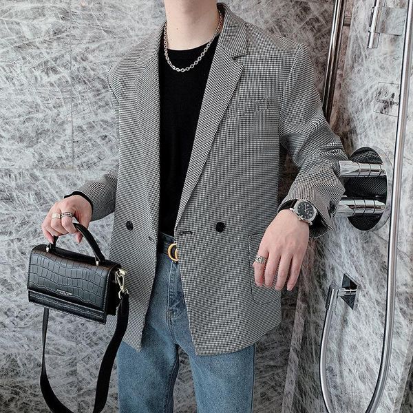 men's suits & blazers 2021 autumn blazer hombre casual masculino terno mens jacket gentlemens fine grid slim suit, White;black
men's suits & blazers 2021 autumn blazer hombre casual masculino terno mens jacket gentlemens fine grid slim suit, White;black