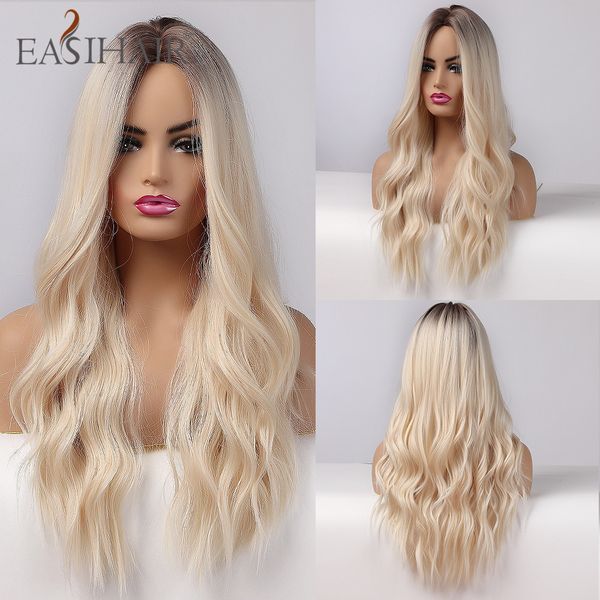 long blonde synthetic hair wigs for women brown ombre middle part wavy cosplay wigs heat resistant natural hair wig, Black
long blonde synthetic hair wigs for women brown ombre middle part wavy cosplay wigs heat resistant natural hair wig, Black