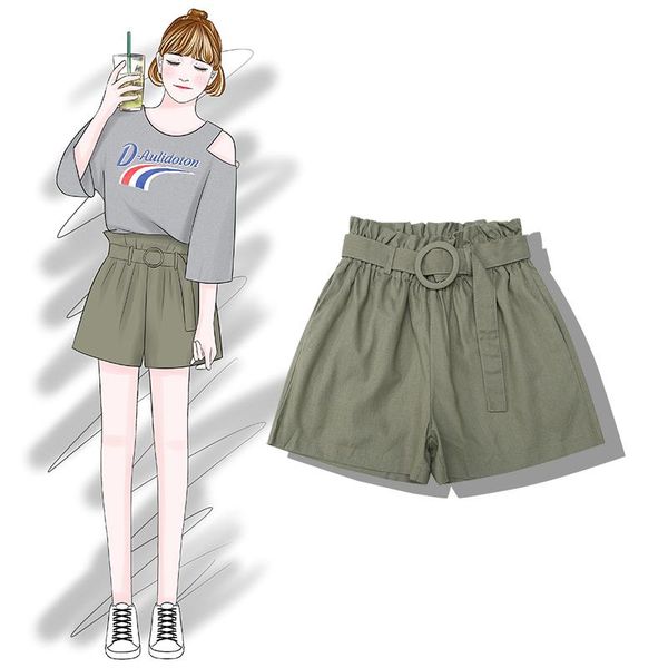 women's shorts 2021 fashion clothing lace waist wild thin wide leg female summer, White;black
women's shorts 2021 fashion clothing lace waist wild thin wide leg female summer, White;black