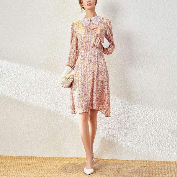 dress dressearly spring small fresh floral skirt fashion stitching contrast embroidered collar waist long sleeve swing, Black;gray
dress dressearly spring small fresh floral skirt fashion stitching contrast embroidered collar waist long sleeve swing, Black;gray