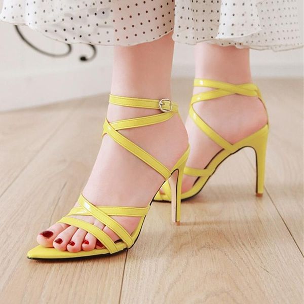 summer designer women stripper heels yellow sandals thin 10cm high gladiator lace up big size party shoes dress, Black
summer designer women stripper heels yellow sandals thin 10cm high gladiator lace up big size party shoes dress, Black