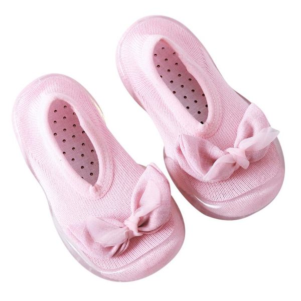 socks toddler baby girl child cartoon soft sole rubber footwear fashionable bowknot childrens accessories#m, Pink;yellow