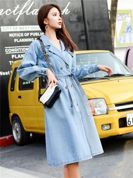 women's trench coats retro denim windbreaker jacket female 2021 spring and autumn clothing double-breasted slim long coat women casual, Tan;black
women's trench coats retro denim windbreaker jacket female 2021 spring and autumn clothing double-breasted slim long coat women casual, Tan;black