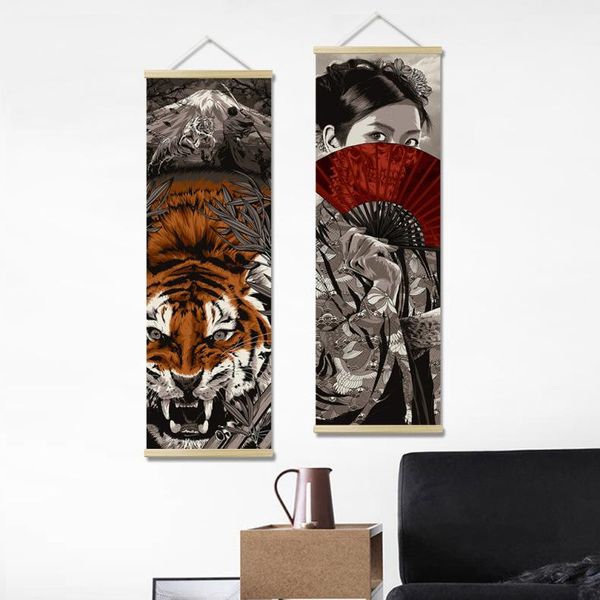 paintings japanese canvas posters ukiyoe samurai tiger wall painting for living room home decor art solid wood hanging scroll picture
paintings japanese canvas posters ukiyoe samurai tiger wall painting for living room home decor art solid wood hanging scroll picture