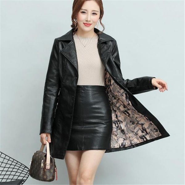 women's leather & faux winter girl thick jacket long coat slim fashion punk female motorcycle clothing blazer autumn, Black
women's leather & faux winter girl thick jacket long coat slim fashion punk female motorcycle clothing blazer autumn, Black