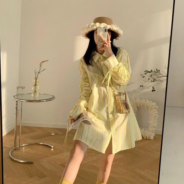 women's t-shirt 2021 spring and autumn women pleated sleeve salt striped skirt casual sweet mid-length oversized y2k aesthetic 90s dres, White
women's t-shirt 2021 spring and autumn women pleated sleeve salt striped skirt casual sweet mid-length oversized y2k aesthetic 90s dres, White