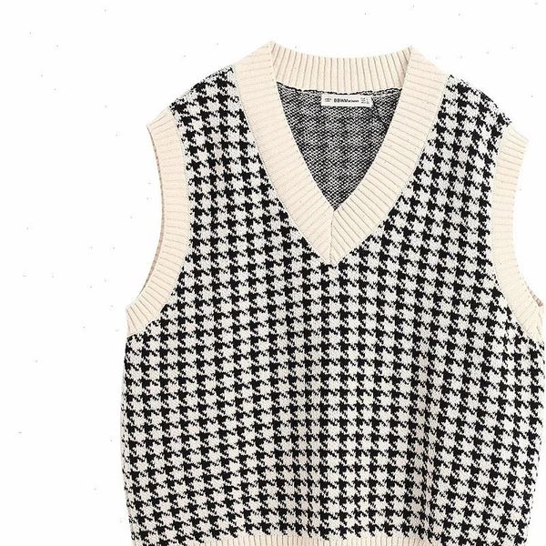 womens sweater stylish chic houndstooth plaid sleeveless women fashion v neck pullovers elegant ladies casual jumpers drop, White;black
womens sweater stylish chic houndstooth plaid sleeveless women fashion v neck pullovers elegant ladies casual jumpers drop, White;black
