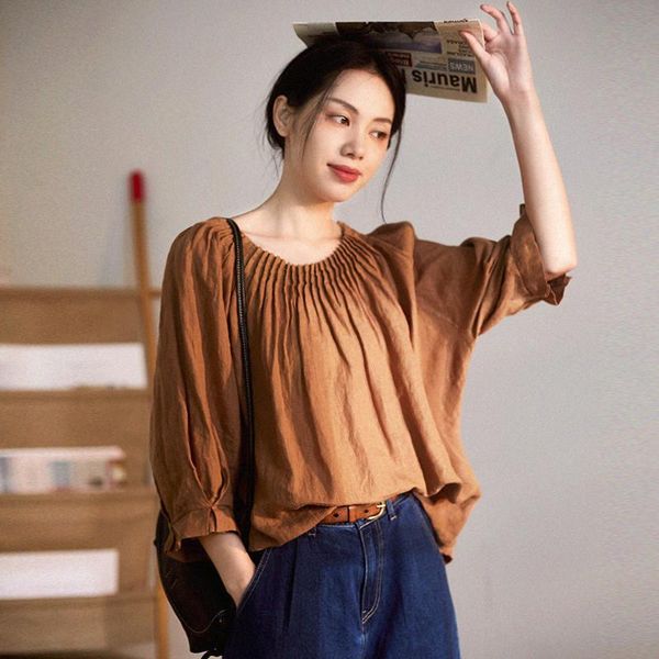 women's blouses & shirts spring summer women ultra loose plus size vintage japan style artisitc pleated natural fabric comfortable line, White
women's blouses & shirts spring summer women ultra loose plus size vintage japan style artisitc pleated natural fabric comfortable line, White