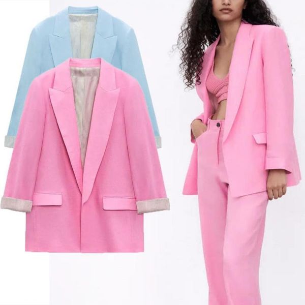 women's suits & blazers 3 color pink long sleeve zawoman blazer elegant pronounced shoulders office lady coat woman chic flap pockets o, White;black
women's suits & blazers 3 color pink long sleeve zawoman blazer elegant pronounced shoulders office lady coat woman chic flap pockets o, White;black