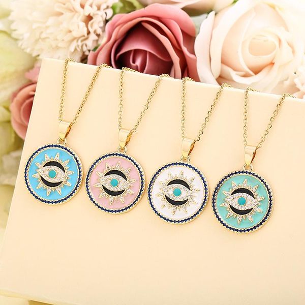 pendant necklaces luxury stainless steel sun demon eye necklace for women charm female color drip zircon jewelry gift, Silver
pendant necklaces luxury stainless steel sun demon eye necklace for women charm female color drip zircon jewelry gift, Silver