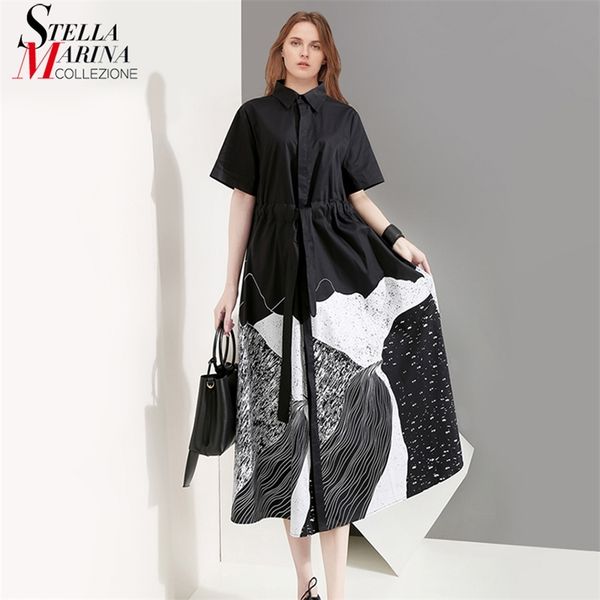 korean style woman summer black printed long shirt dress sash plus size ladies casual vintage robe femme 5128 210623, Black;gray
korean style woman summer black printed long shirt dress sash plus size ladies casual vintage robe femme 5128 210623, Black;gray