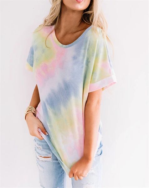 women's t-shirt summer tie dye print short sleeve t shirts gradient color o-neck t-shirt casual loose tees for ladies fashion, White
women's t-shirt summer tie dye print short sleeve t shirts gradient color o-neck t-shirt casual loose tees for ladies fashion, White
