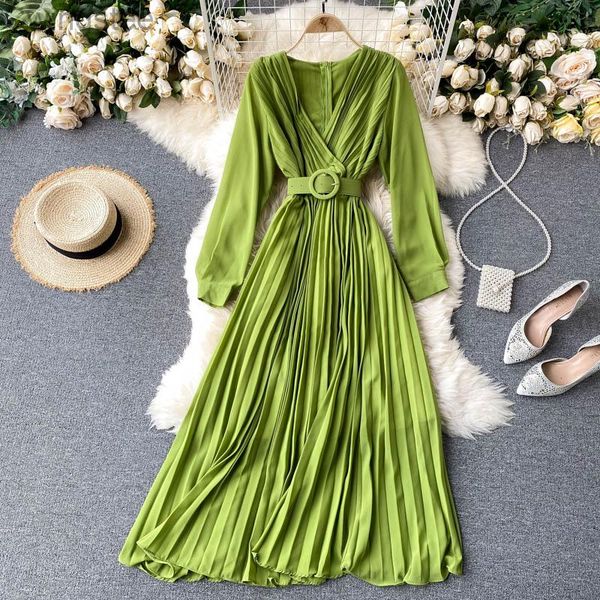 casual dresses for women clothing v neck long sleeve pleated chiffon dress office lady vintage elegant midi with belt, Black;gray
casual dresses for women clothing v neck long sleeve pleated chiffon dress office lady vintage elegant midi with belt, Black;gray