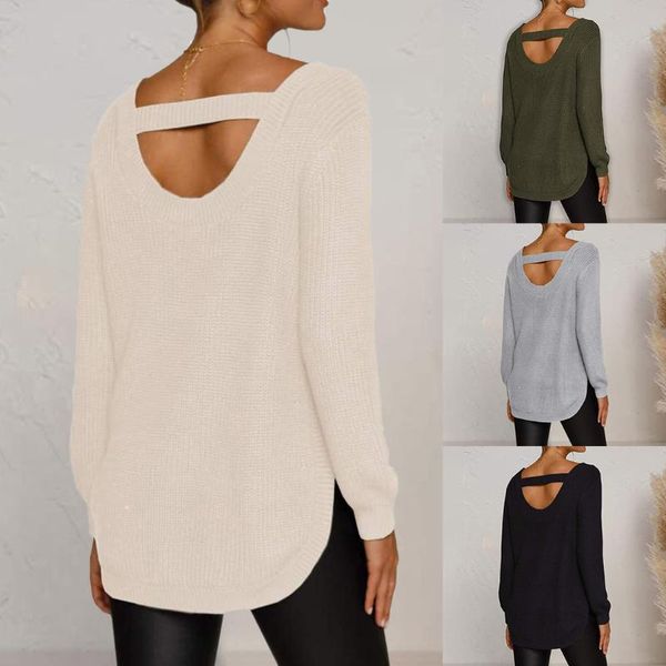 womens boat neck pullover sweater open back long sleeve knitted jumper women's sweaters, White;black
womens boat neck pullover sweater open back long sleeve knitted jumper women's sweaters, White;black