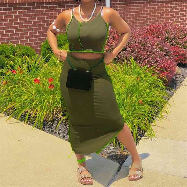 fashion army green streetwear women two pcs matching sets spaghetti strap vest crop + irregular midi skirt skinny suits 210517, White
fashion army green streetwear women two pcs matching sets spaghetti strap vest crop + irregular midi skirt skinny suits 210517, White