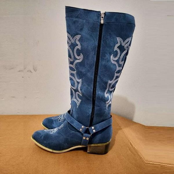 boots cowboy women embroidery chunky heels riding autumn winter platform zipper buckle strap ladies shoes, Black
boots cowboy women embroidery chunky heels riding autumn winter platform zipper buckle strap ladies shoes, Black