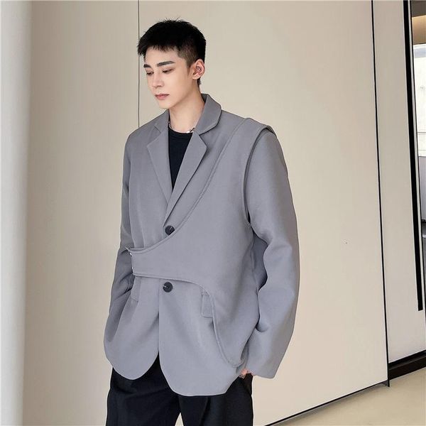 men's suits & blazers wear tide koean casual two pieces set vest suit coat 2021 autumn loose simple long sleeve for male, White;black
men's suits & blazers wear tide koean casual two pieces set vest suit coat 2021 autumn loose simple long sleeve for male, White;black