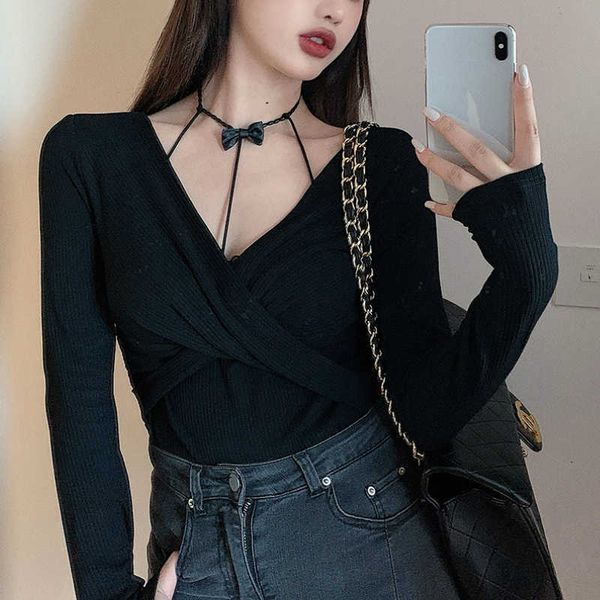 women's t-shirt t-shirt v-neck slim black long-sleeved inner bottoming shirt autumn and winter design sense short tights rsux, White
women's t-shirt t-shirt v-neck slim black long-sleeved inner bottoming shirt autumn and winter design sense short tights rsux, White
