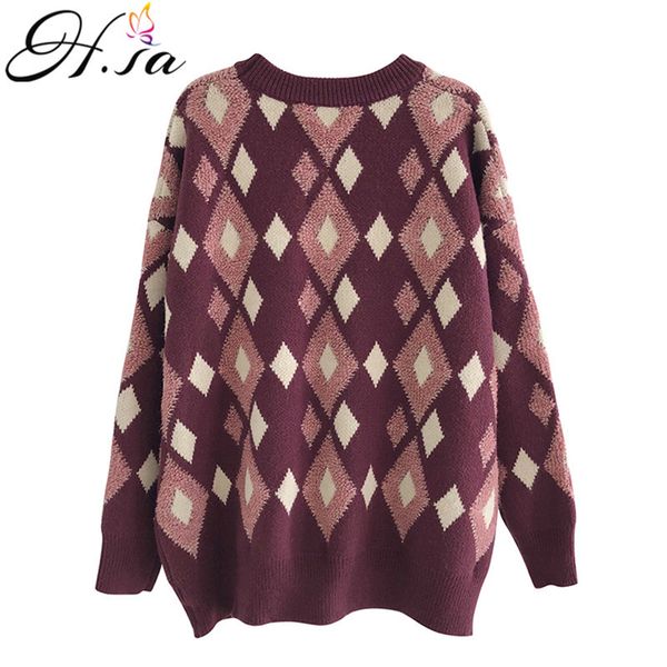h.sa arrivals women spring knitwear and geomertric pull sweater oneck vintage outwear loose sweaters 210417, White;black
h.sa arrivals women spring knitwear and geomertric pull sweater oneck vintage outwear loose sweaters 210417, White;black