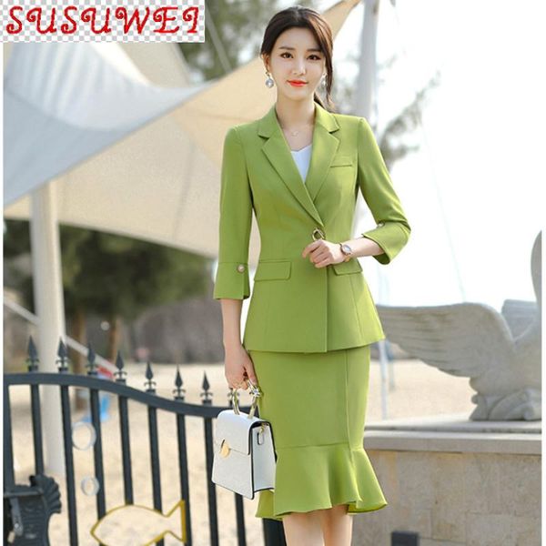 ladies fishtail skirt suits two-piece 2021 slim green long sleeve jacket high-end professional interview set women's two piece, White
ladies fishtail skirt suits two-piece 2021 slim green long sleeve jacket high-end professional interview set women's two piece, White
