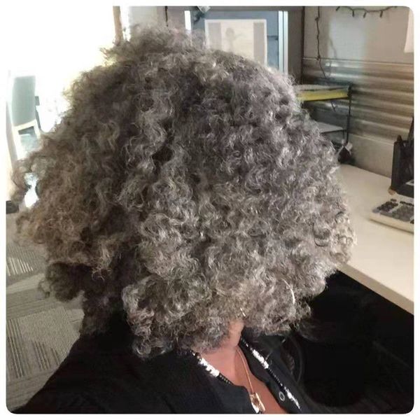 short gray kinky curly afro wig for women non lace machine made salt and pepper human hair wig, Black;brown
short gray kinky curly afro wig for women non lace machine made salt and pepper human hair wig, Black;brown